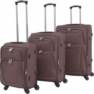 vidaXL 3-częściowy komplet walizek podróżnych, kawowy 1