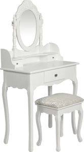 vidaXL Toaletka z lustrem i stołkiem, biała 1