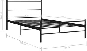 vidaXL Rama łóżka, czarna, metalowa, 90 x 200 cm 7
