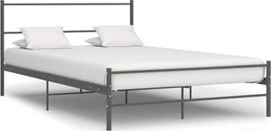 vidaXL Rama łóżka, szara, metalowa, 160 x 200 cm 1