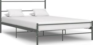vidaXL Rama łóżka, szara, metalowa, 140 x 200 cm 1