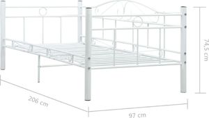 vidaXL Rama łóżka, biała, metalowa, 90 x 200 cm 5