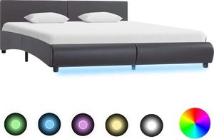 vidaXL Rama łóżka z LED, szara, sztuczna skóra, 180 x 200 cm 1