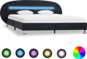 vidaXL Rama łóżka z LED, czarna, sztuczna skóra, 180 x 200 cm 1