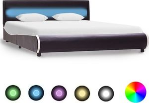 vidaXL Rama łóżka z LED, czarna, sztuczna skóra, 160 x 200 cm 1