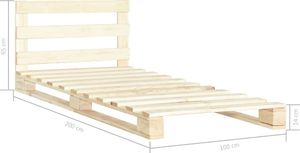 vidaXL Rama łóżka z palet, lite drewno sosnowe, 100 x 200 cm 7