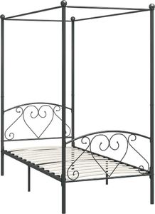 vidaXL Rama łóżka z baldachimem, szara, metalowa, 120 x 200 cm 2