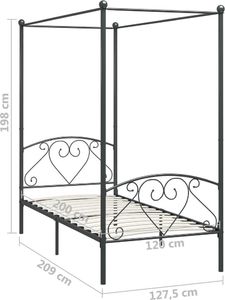 vidaXL Rama łóżka z baldachimem, szara, metalowa, 120 x 200 cm 5