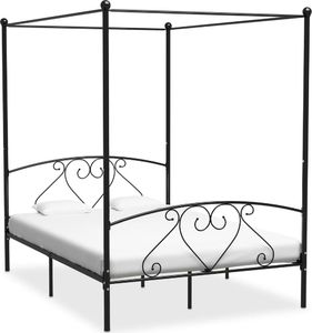 vidaXL Rama łóżka z baldachimem, czarna, metalowa, 140 x 200 cm 1