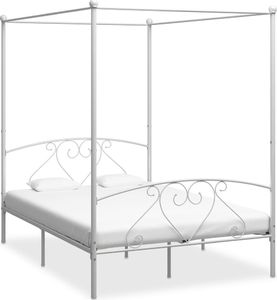 vidaXL Rama łóżka z baldachimem, biała, metalowa, 160 x 200 cm 1