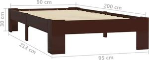 vidaXL Rama łóżka, ciemnobrązowa, lite drewno sosnowe, 90 x 200 cm 6