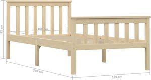 vidaXL Rama łóżka, naturalna, lite drewno sosnowe, 100 x 200 cm 6