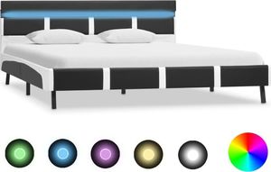 vidaXL Rama łóżka z LED, szara, sztuczna skóra, 120 x 200 cm 1