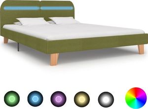 vidaXL Rama łóżka z LED, zielona, tapicerowana tkaniną, 180 x 200 cm 1