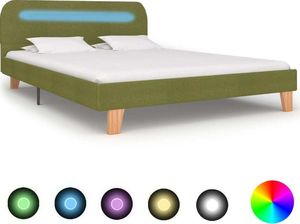 vidaXL Rama łóżka z LED, zielona, tapicerowana tkaniną, 140 x 200 cm 1