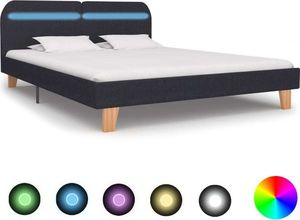 vidaXL Rama łóżka LED, ciemnoszara, tkanina, 180 x 200 cm 1