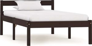 vidaXL Rama łóżka, ciemnobrązowa, lite drewno sosnowe, 100 x 200 cm 1