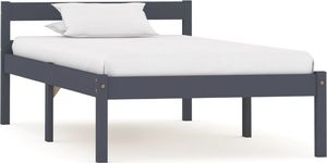 vidaXL Rama łóżka, szara, lite drewno sosnowe, 90 x 200 cm 1
