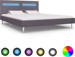 vidaXL Rama łóżka z LED, szara, tkanina, 180 x 200 cm 1