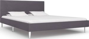 vidaXL Rama łóżka, szara, tapicerowana tkaniną, 140 x 200 cm 1