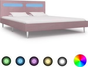vidaXL Rama łóżka z LED, różowa, tapicerowana tkaniną, 180 x 200 cm 1