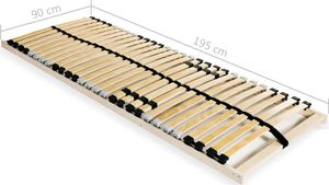 vidaXL Stelaż do łóżka z 28 listwami, drewno FSC, 7 stref, 90 x 200 cm 7
