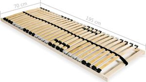 vidaXL Stelaż do łóżka z 28 listwami z drewna FSC, 7 stref, 70 x 200 cm 7