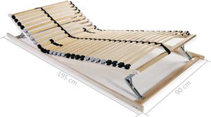 vidaXL Stelaż do łóżka z 28 listwami, drewno FSC, 7 stref, 90 x 200 cm 8