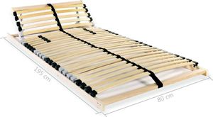 vidaXL Stelaż do łóżka z 28 listwami, drewno FSC, 7 stref, 80 x 200 cm 7