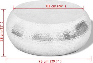 vidaXL Stolik kawowy z młotkowanego aluminium, kolor srebrny 4