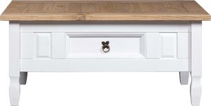 vidaXL Stolik sosnowy w meksykańskim stylu Corona, biały, 100x60x45 cm 2