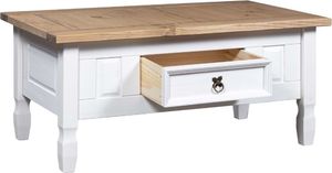 vidaXL Stolik sosnowy w meksykańskim stylu Corona, biały, 100x60x45 cm 3