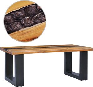 vidaXL Stolik kawowy, 100x50x40 cm, lite drewno tekowe i poliżywica 1