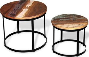 vidaXL Dwa stoliki do kawy z odzyskanego drewna, okrągłe, 40 i 50 cm 1