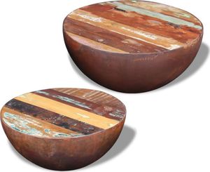 vidaXL Dwa stoliki kawowe na kształt misy z drewna odzyskanego 1