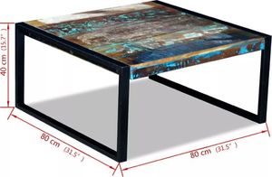 vidaXL Stolik kawowy z drewna odzyskanego 80x80x40cm 8