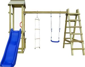 vidaXL Plac zabaw ze zjeżdżalnią, drabinkami i huśtawką, drewno FSC 2
