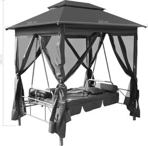 vidaXL huśtawka ogrodowa z baldachimem, 220x160x240 cm, antracytowa (45073) 6
