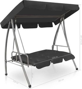 vidaXL huśtawka ogrodowa z baldachimem, 192x118x175 cm, antracytowa (45072) 5