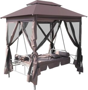 vidaXL altana ogrodowa z huśtawką, kolor kawowy (43240) 2