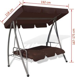 vidaXL Huśtawka ogrodowa z baldachimem, kolor kawowy 7