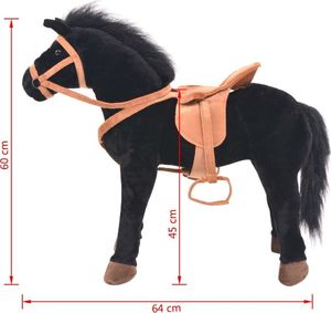 vidaXL Pluszowy konik dziecięcy, stojący, czarny 6