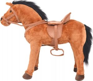 vidaXL Pluszowy konik dziecięcy, stojący, kolor brązowy 2