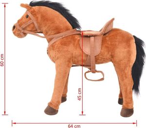 vidaXL Pluszowy konik dziecięcy, stojący, kolor brązowy 6