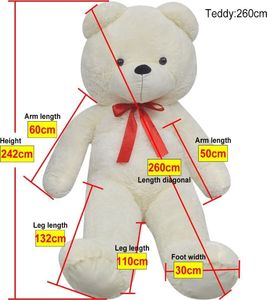 vidaXL Pluszowy miś przytulanka 260 cm, biały 5