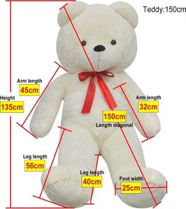 vidaXL Miękki, pluszowy, biały miś XXL 150 cm 5