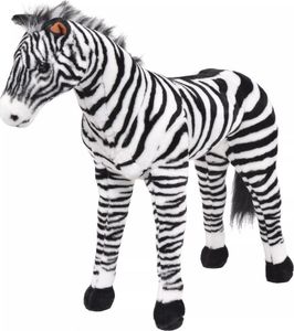 vidaXL Pluszowa zebra, stojąca, czarno-biała, XXL 1
