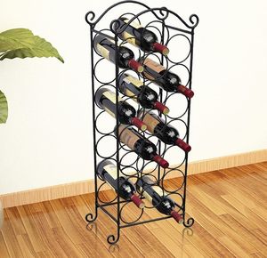 vidaXL Metalowy stojak na 21 butelek wina 1