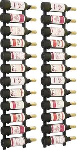 vidaXL Ścienne stojaki na 12 butelek wina, 2 szt., czarne, żelazne 1