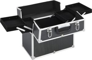 vidaXL Kuferek na kosmetyki, 37 x 24 x 35 cm, czarny, aluminiowy 2